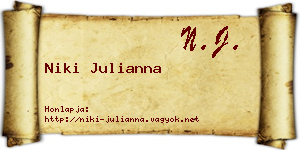Niki Julianna névjegykártya